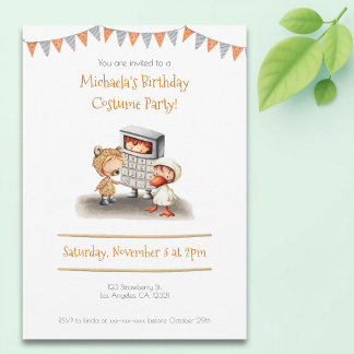 Niedlich Kids Kostüm Party Geburtstag Einladung