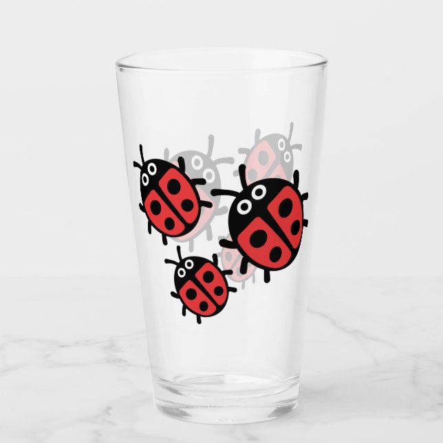 Niedlich Kids Ladybird Family Glas (Vorderseite)