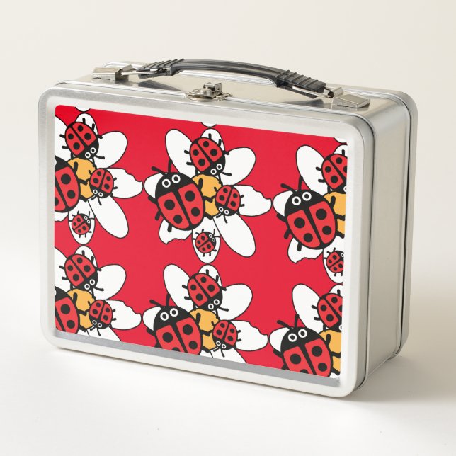 Niedlich Kids Ladybird Family Metal Lunch Box (Vorderseite)