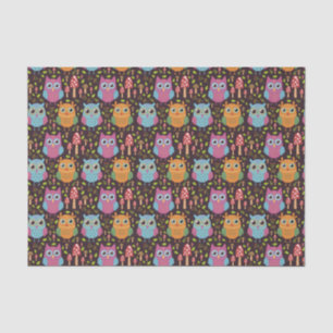 Niedlich Kids Lila Blue Orange Owls Seidenpapier