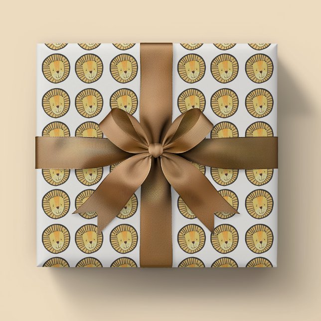 Niedlich Kids Lion Dschungelmuster Geschenkpapier (Lion head wrapping paper ideal for kids birthday parties)