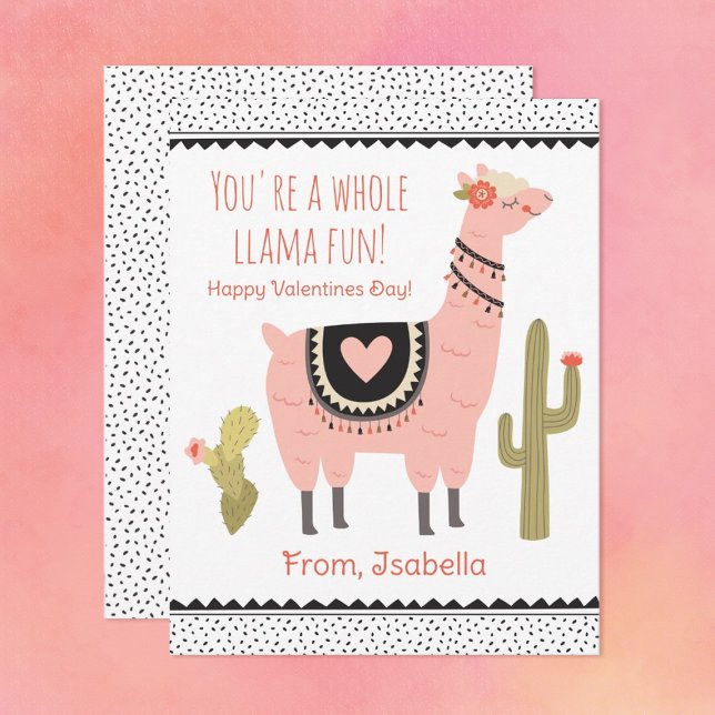 Niedlich Kids Llama Valentine Note Card Mitteilungskarte (Von Creator hochgeladen)