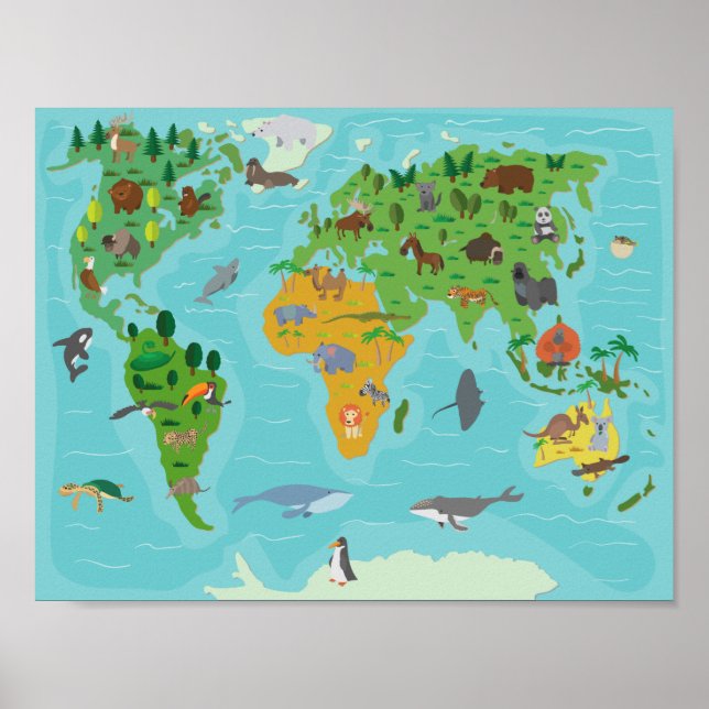 Niedlich Kids Map Poster (Vorne)
