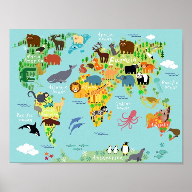 Niedlich Kids Map Poster (Vorne)