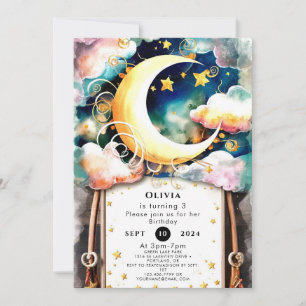 Niedlich Kids Moon Birthday Einladung
