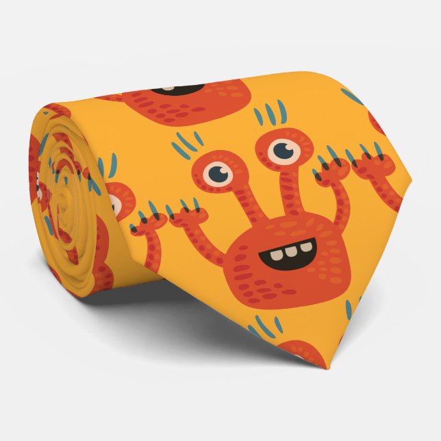 Niedlich Kids Orange Monster Krawatte (Gerollt)