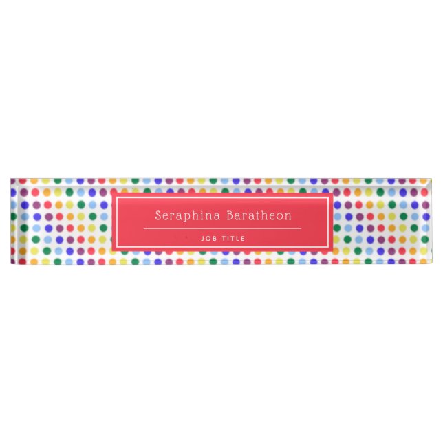 Niedlich Kids Rainbow Polka Dots Personalisiert Namensplakette (Vorderseite)