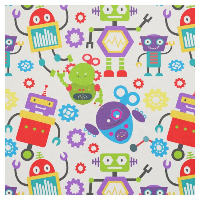 Niedlich Kids Robot Colorful Stoff (Muster)