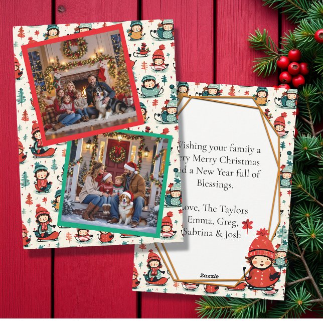 Niedlich Kids Rodelbahn Zwei Fotos Weihnachten (Von Creator hochgeladen)