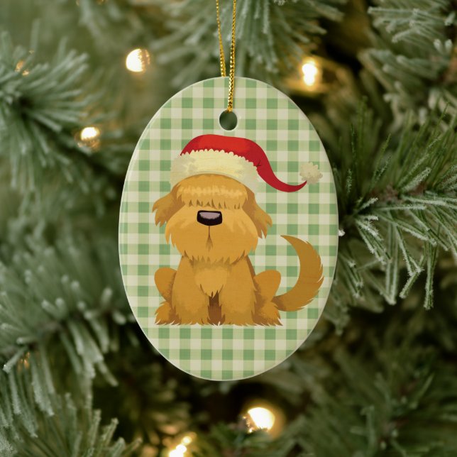 Niedlich Kids Santa Puppy Weihnachten Keramik Ornament (Baum)