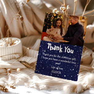 Niedlich Kids Schnee Foto Weihnachten Dankeskarte
