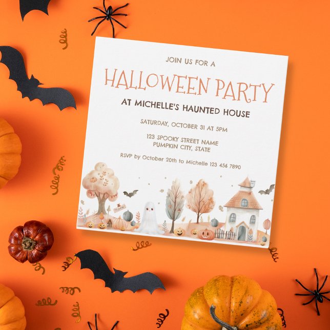 Niedlich Kids Spuk House Halloween-Party Einladung (Von Creator hochgeladen)
