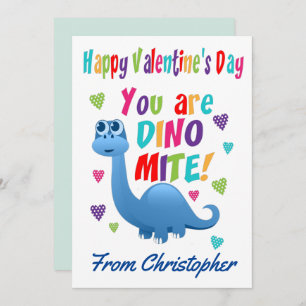 Niedlich Kids Valentinstag Klasse Dinosaurier Feiertagskarte