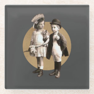 Niedlich Kids Vintages Foto Cutout Glasuntersetzer