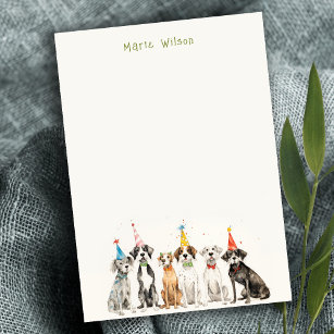 Niedlich Kids Watercolor Pawty Hund Geburtstagspar Mitteilungskarte