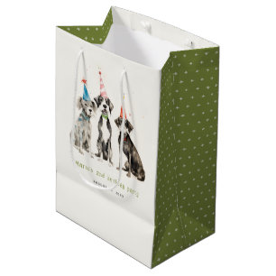 Niedlich Kids Watercolor Pawty Hund Geburtstagspar Mittlere Geschenktüte