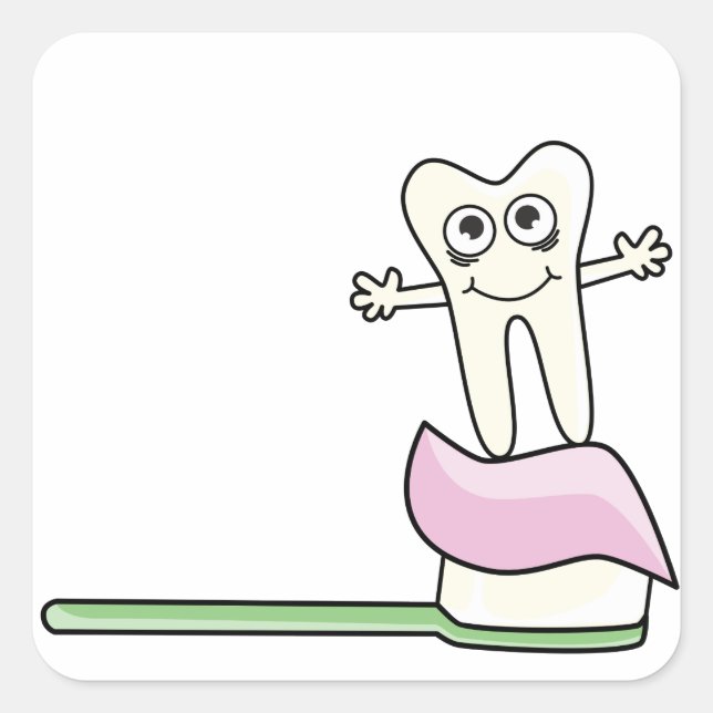 Niedlich Kids-Zahnarzt Quadratischer Aufkleber (Vorderseite)
