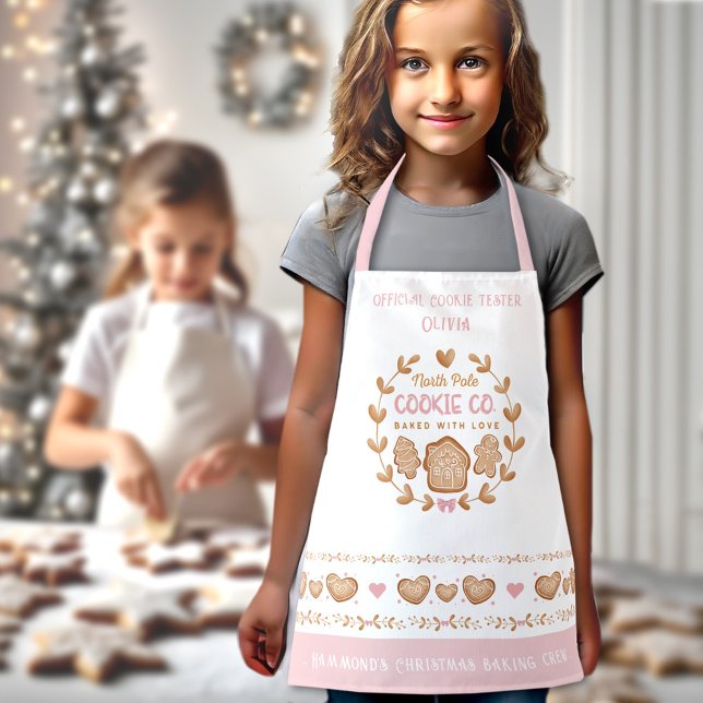 Niedlich Kids'Cookie Backen Pink Weihnachten Schür Schürze (Cute Kids' Cookie Baking Pink Christmas Apron)