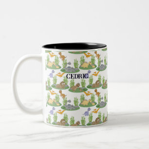 Niedlich Kids'Dinosaur Baummuster Personalisiert Zweifarbige Tasse