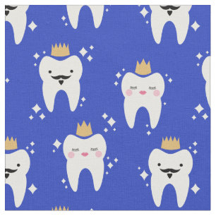 Niedlich King & Queen Tooth Pattern Blau Stoff