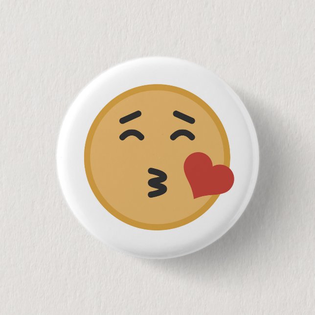 Niedlich Kiss Emoji Face Cartoon Button (Vorderseite)