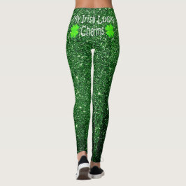 Niedlich Kiss My Lucky Charms Irish Green Glitzer Leggings