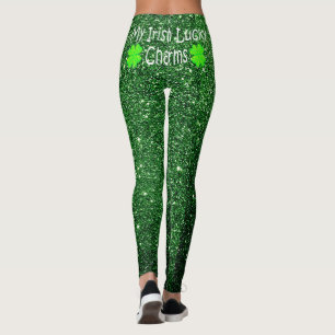 Niedlich Kiss My Lucky Charms Irish Green Glitzer Leggings