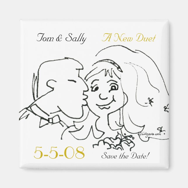 Niedlich Kiss Save the Date Hochzeitsmagnete Magnet (Vorne)