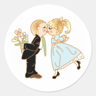 Niedlich Kissing Couple Runder Aufkleber