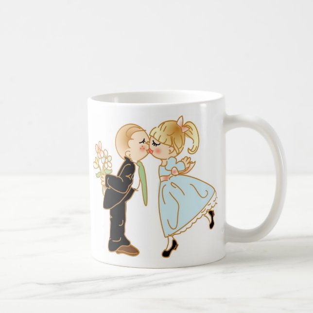 Niedlich Kissing Couple Tasse (Rechts)
