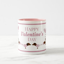 Niedlich Kissing Dackel Dackel Dog Pink Valentine Zweifarbige Tasse