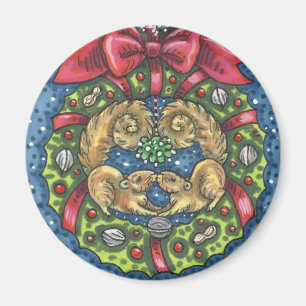 NIEDLICH KISSING SQUIRRELS UNTER MISTLETOE, ABER S MAGNET