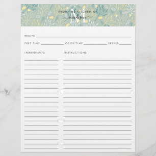 Niedlich Kitchen Monogram Aquamarin Floral Botanis