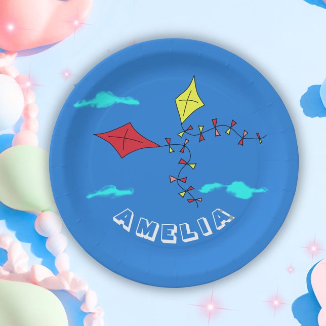 Niedlich Kites Red Yellow Name Kindergeburtstag Pa Pappteller (Von Creator hochgeladen)