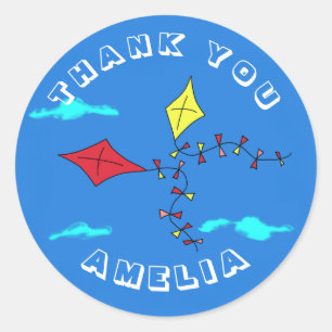 Niedlich Kites Red Yellow Name Kindergeburtstag Vi Runder Aufkleber