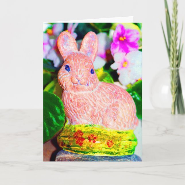 Niedlich Kitschy Bunny Rabbit Feiertagskarte (Vorderseite)