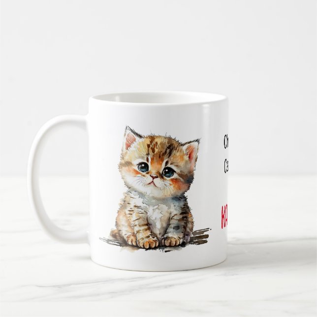Niedlich Kitten auf einer kinderlosen Katze Lady f Kaffeetasse (Links)