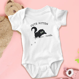 Niedlich Kitten Black Cat Girl Name Baby Bodysuit Baby Strampler