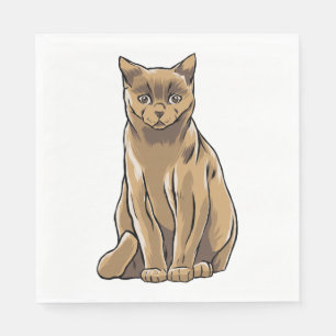 Niedlich Kitten Brown Kitty Cartoon Cat Serviette