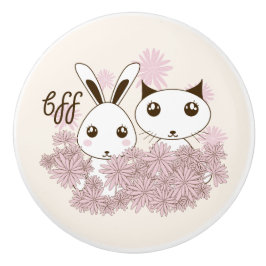 Niedlich Kitten Bunny Animal Friends Girls Kinderz Keramikknauf