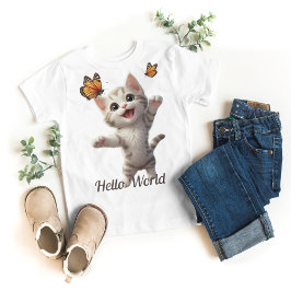 Niedlich Kitten Butterfells Hello World Baby T-shirt