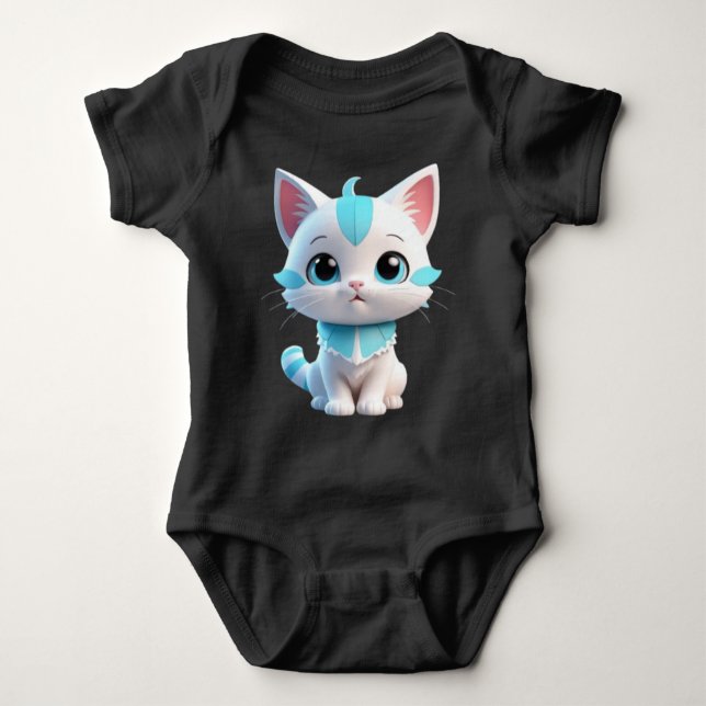 Niedlich Kitten Cartoon 3D Design-38063 Baby Strampler (Vorderseite)