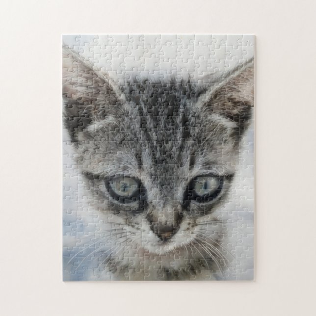 Niedlich Kitten Cat Art Puzzle Gray Kitty (Vertikal)