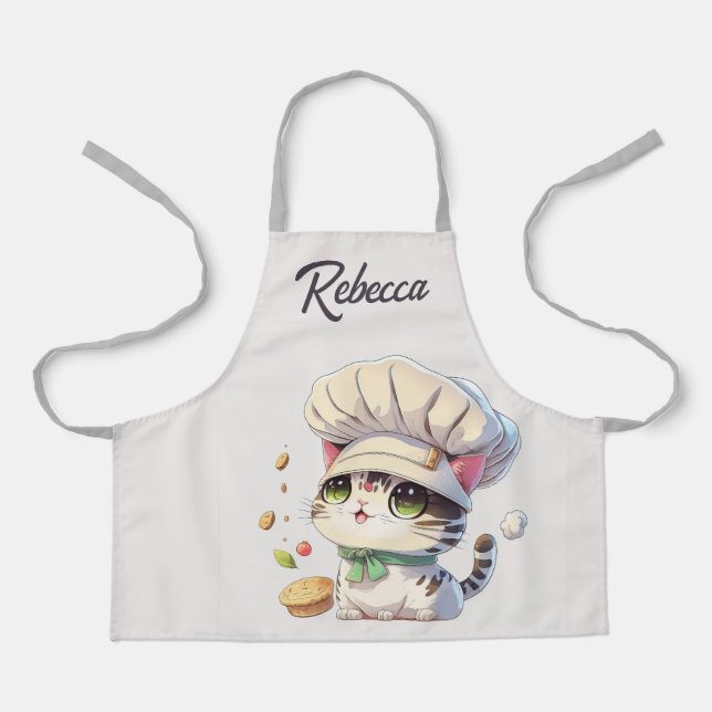 Niedlich Kitten Cat Koch Illustration Personalisie Schürze (Vorderseite)