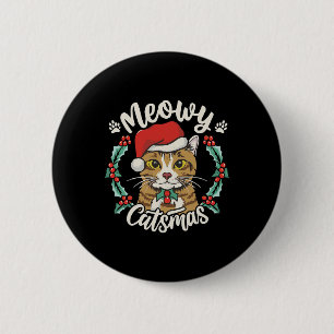 Niedlich Kitten Cat Weihnachtsmannmütze Meowy Catm Button