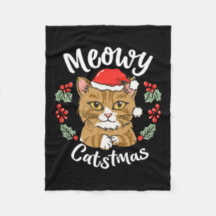 Niedlich Kitten Cat Weihnachtsmannmütze Meowy Catm Fleecedecke