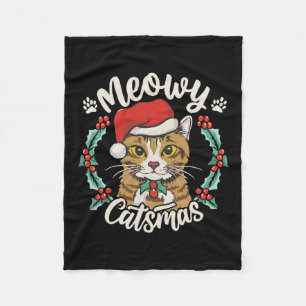 Niedlich Kitten Cat Weihnachtsmannmütze Meowy Catm Fleecedecke