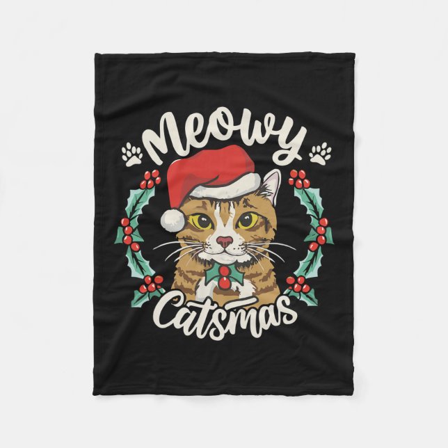 Niedlich Kitten Cat Weihnachtsmannmütze Meowy Catm Fleecedecke (Vorderseite)
