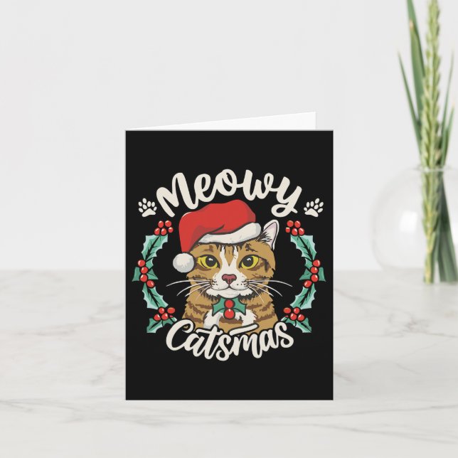 Niedlich Kitten Cat Weihnachtsmannmütze Meowy Catm Karte (Vorderseite)