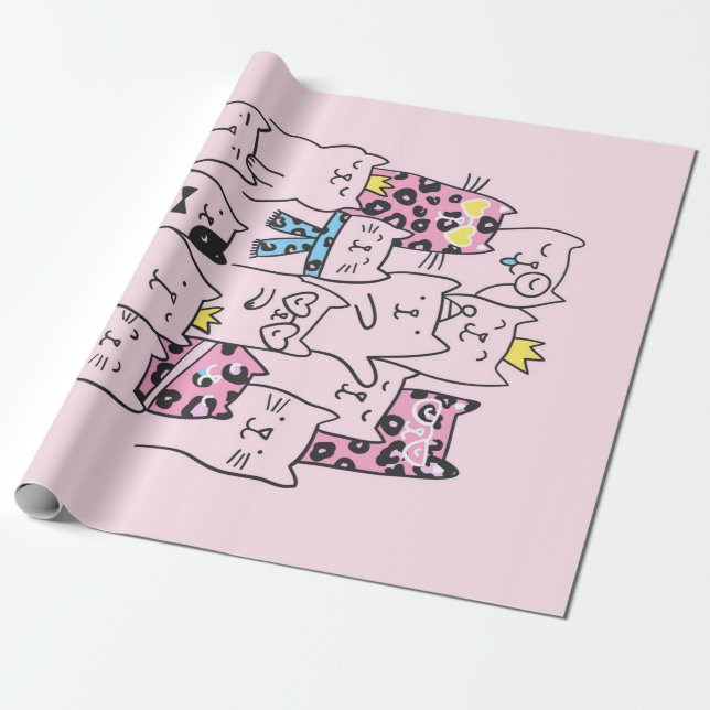 Niedlich Kitten Cattitude | Cat Lovers Gift Geschenkpapier (Ungerollt)